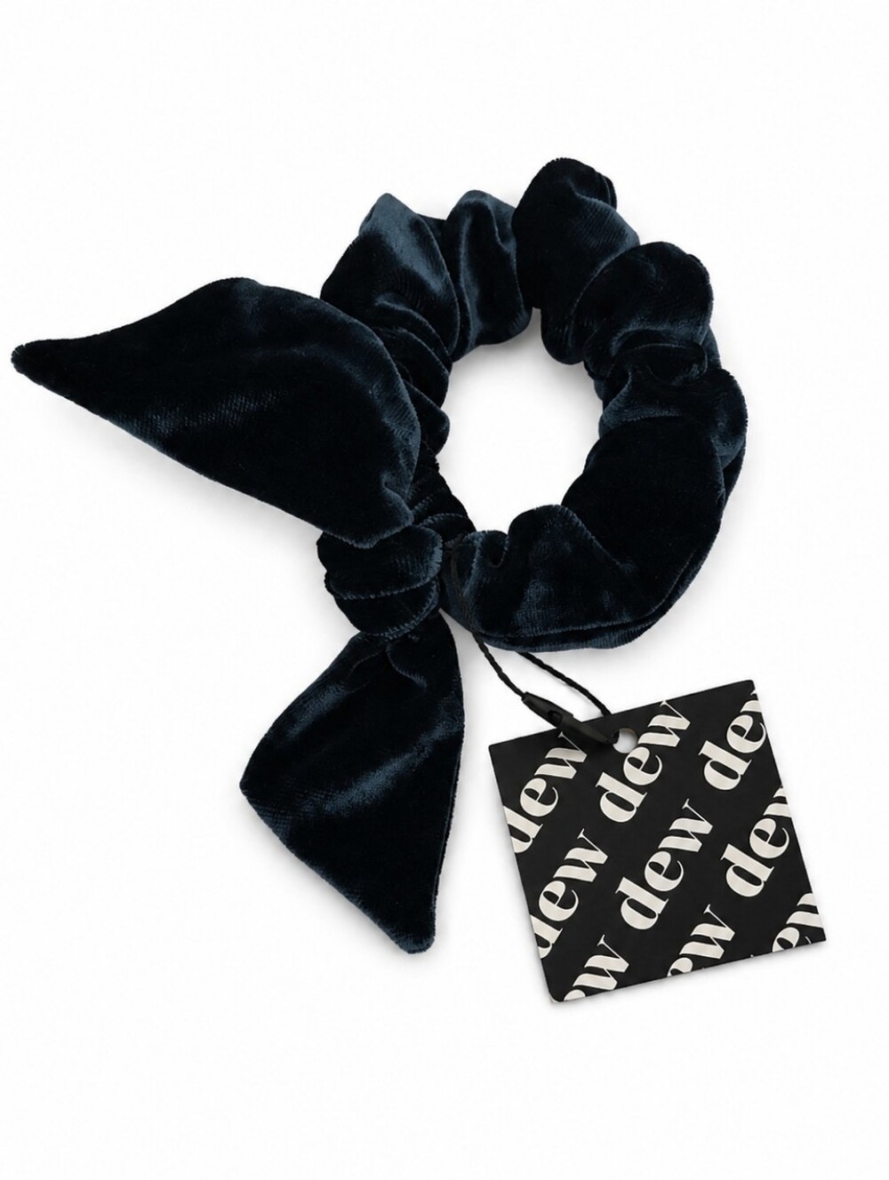 DEW Velvet Bow Scrunchie Hair Tie in Deep Green